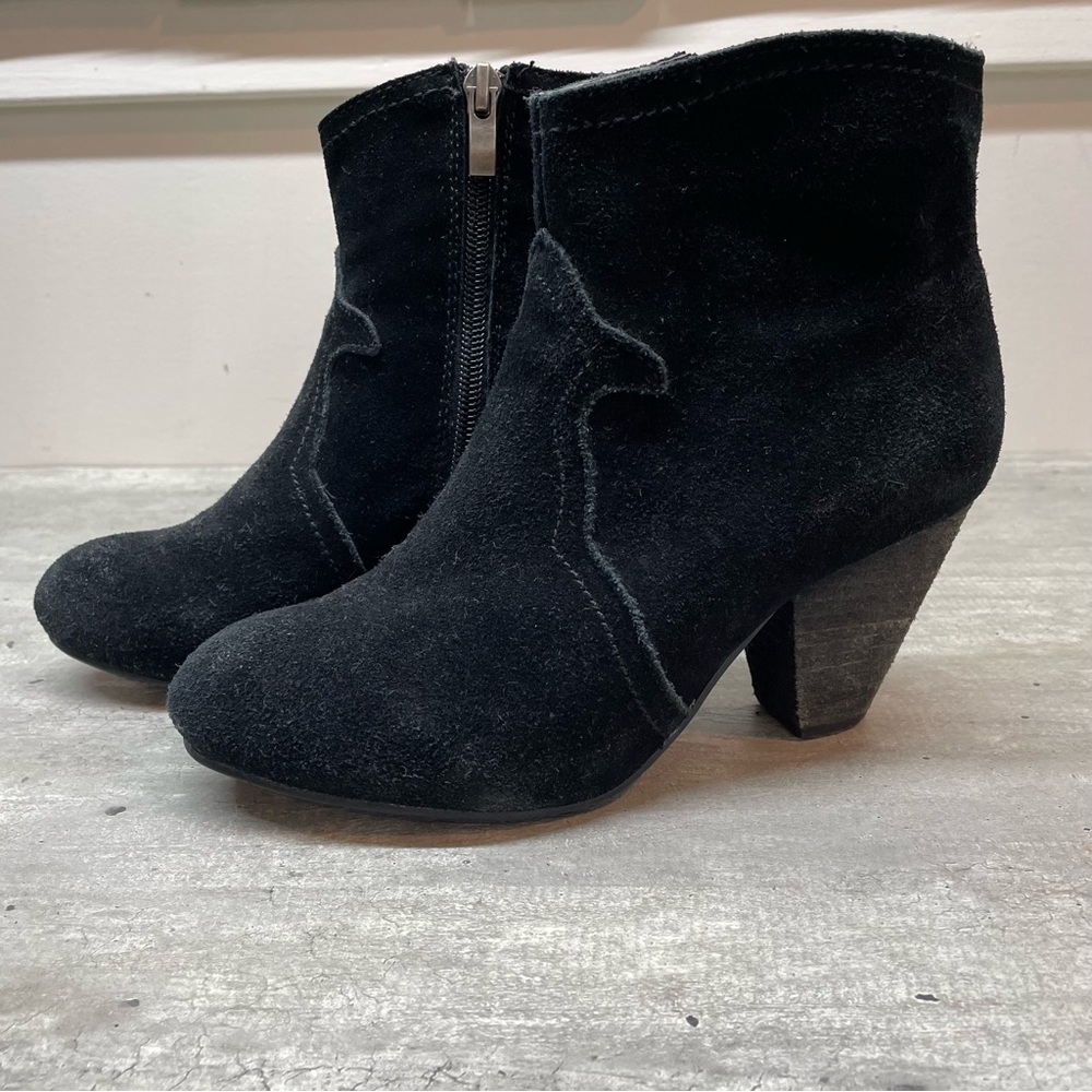 Alberto Suede‎ Western Ankle Boots Womens 37 Black Boho Paisley 972403-612 Good